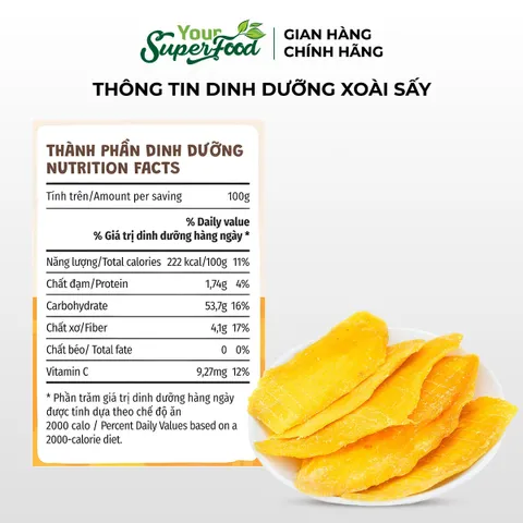 Xoài Sấy Dẻo Ít Đường 2% Đường Thơm Ngon Từ Your Superfood
