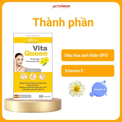 VITA QUEEN chiết xuất hoa anh thảo hỗ trợ làm đẹp da và nâng cao sức khỏe phụ nữ
