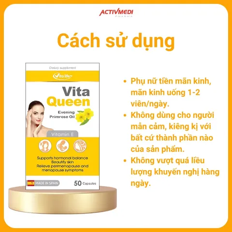 VITA QUEEN chiết xuất hoa anh thảo hỗ trợ làm đẹp da và nâng cao sức khỏe phụ nữ