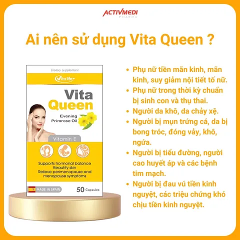 VITA QUEEN chiết xuất hoa anh thảo hỗ trợ làm đẹp da và nâng cao sức khỏe phụ nữ