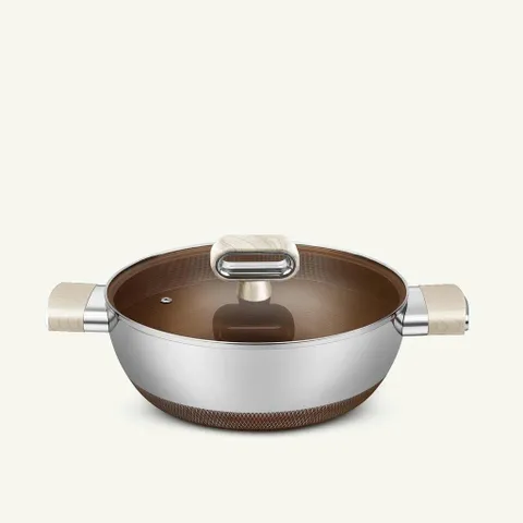Nồi lẩu siêu chống dính Haatz HTA830Titanium Aura, size 30 cm, 2 quai