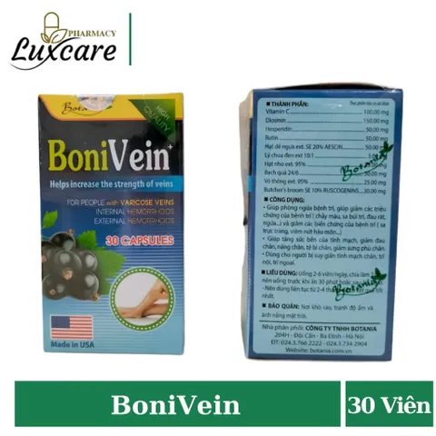 BoniVein 30 viên - Hỗ Trợ Suy Giãn Tĩnh Mạch Chân & Trĩ 
