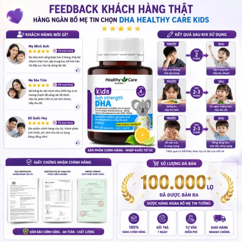 [ Nhập khẩu ] Viên bổ sung DHA Healthy Care của Úc 60 viên
