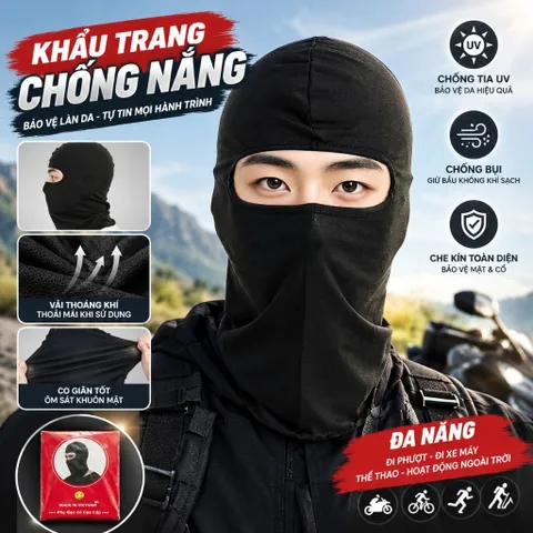Combo 5 Cái Khăn Trùm Đầu Ninja Fullface Kiêm Khẩu Trang Chống Nắng Chống Bụi Thông Thoáng