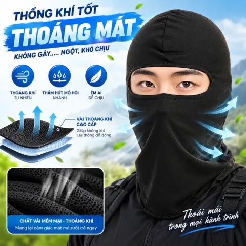 Combo 5 Cái Khăn Trùm Đầu Ninja Fullface Kiêm Khẩu Trang Chống Nắng Chống Bụi Thông Thoáng