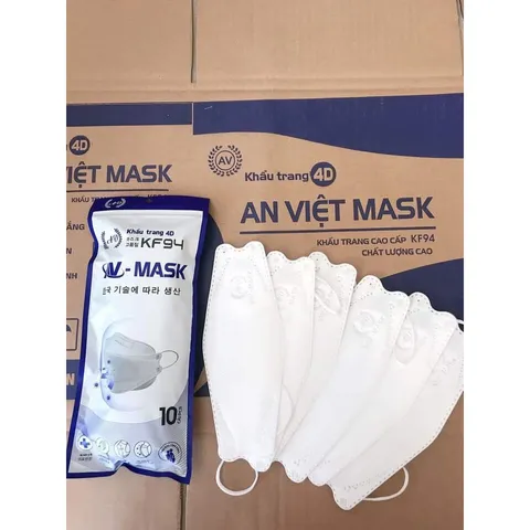 Thùng 300 Cái Khẩu trang Cá 4D KF94  AN VIỆT chính hãng 4 lớp kháng khuẩn chống tia UV