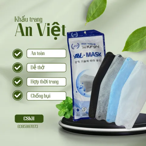 Thùng 300 Cái Khẩu trang Cá 4D KF94  AN VIỆT chính hãng 4 lớp kháng khuẩn chống tia UV