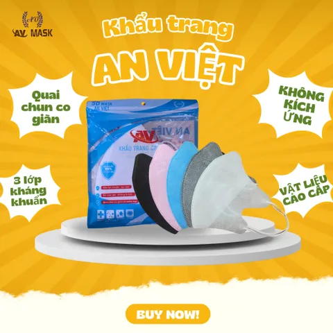 [ Thùng 200 chiếc ] Khẩu Trang An Việt y tế 5D 3 lớp kháng khuẩn kháng giọt bắn chống tia UV