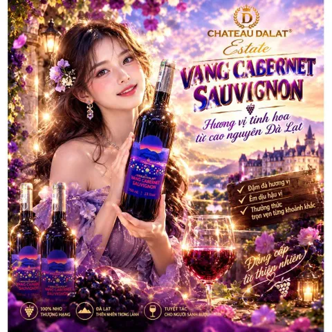 Vang Đỏ Cabernet Sauvigon 13%Độ Chai 750mil - Vang Đà Lạt Ladofoods