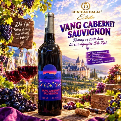 Vang Đỏ Cabernet Sauvigon 13%Độ Chai 750mil - Vang Đà Lạt Ladofoods