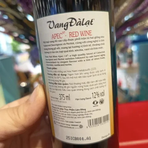 Vang Đỏ Apec (Cabernet Sauvignon Merlot) Red Wine 12đ.ộ  Chai 375ml - Vang Đà Lạt Ladofoods