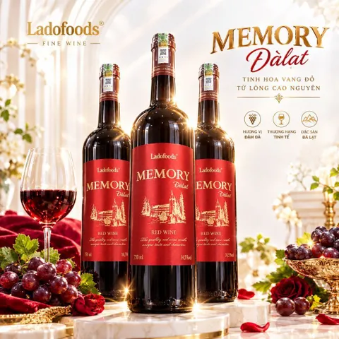 Vang Đỏ Đà Lạt Memory 15%Độ Chai 750mil - Vang Đà Lạt Ladofoods