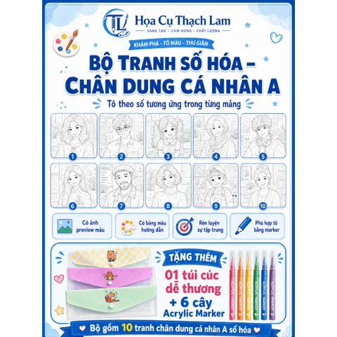 BỘ 10 TRANH SỐ HÓA CHÂN DUNG CÁ NHÂN – TÔ THEO SỐ, DỄ TÔ, DỄ HOÀN THÀNH