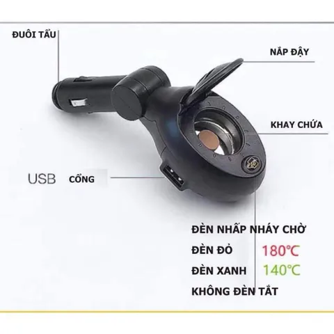 Tẩu xông trầm hương dành cho ô tô đa chức năng, có chuôi cắm trực tiếp và cổng cắm USBtiện dụng(QUÀ:5 gam dăm trầm thơm)