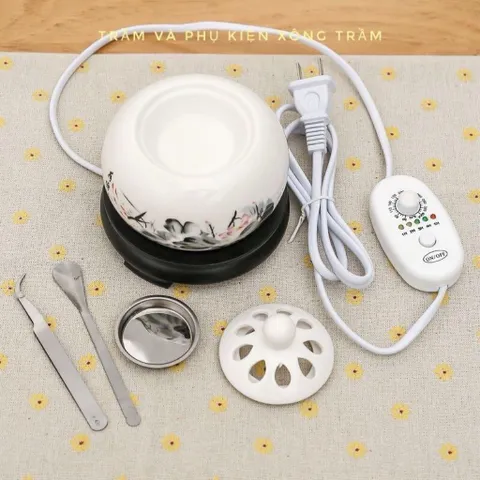 Lò xông trầm hươnh bằng điện đầy đủ chức năng chỉnh nhiệt hẹn giờ , chất liệu sư cao cấp ( Quà : 10g dăm trầm kiến)