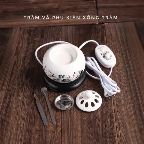 Lò xông trầm hươnh bằng điện đầy đủ chức năng chỉnh nhiệt hẹn giờ , chất liệu sư cao cấp ( Quà : 10g dăm trầm kiến)