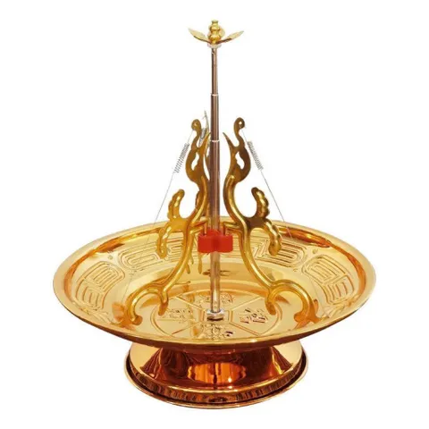 K Khay cá chép đốt nhang vòng 12 giờ , 24 giờ, loại nhang khoanh, chất liệu hợp kim không gỉ màu vàng size to