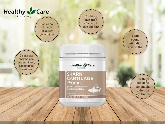Shark Cartilage 750mg hộp 200 viên healthy care - Sụn cá mập hỗ trợ khớp linh hoạt, giảm đau nhức