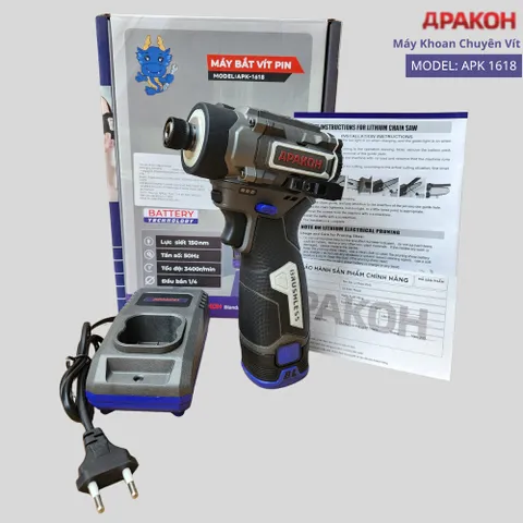 Máy Khoan Chuyên Vít Có Búa APAKOH APK-1618Có Búa Lực Siết 150N.m 340rmp/min Động Cơ Không Chổi Than, Bảo Hành 12 Tháng.