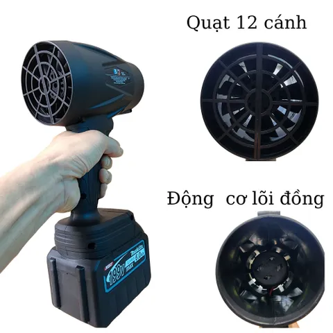 Máy thổi phản lực BFJ, Động cơ lõi đồng 12 cánh quạt, lực thổi max 850g. Bảo hành 3 tháng
