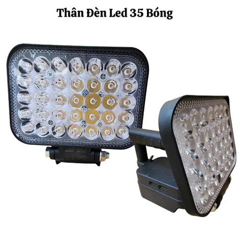 Đèn LED Siêu Sáng Sử Dụng Pin Chân Pin Phổ Thông 35,55 Bóng LED Với 2 Chế Độ Sáng, Có Cổng Sạc Điện Thoại USB  Siêu Sáng
