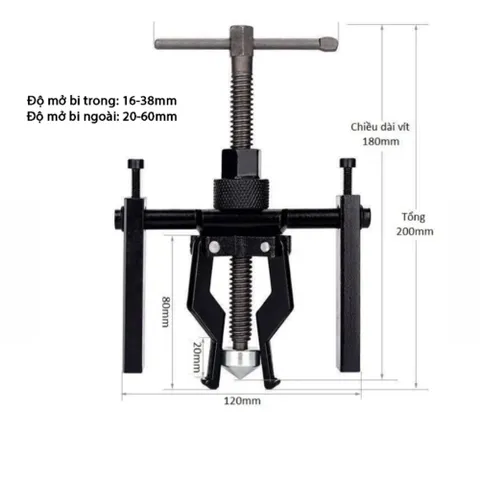 Vam Cảo tháo vòng bi 3 càng, Cảo bạc đạn trong 3 chấu tháo bạc đạn trong từ  16-38 mm