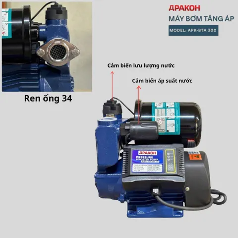 Máy bơm nước tăng áp tự động APAKOH Công suất 160W,200W,300W Bảo Hành 12 Tháng
