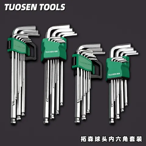 BỘ LỤC GIÁC ĐẦU BI 9 CHI TIẾT TUOSEN MÃ 10034, GIA CÔNG THÉP Chrome Vanadium CRV