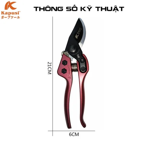 Kéo cắt cành trợ lực Nhật Kapusi K-8618 200mm, thép SK5, HRC 59