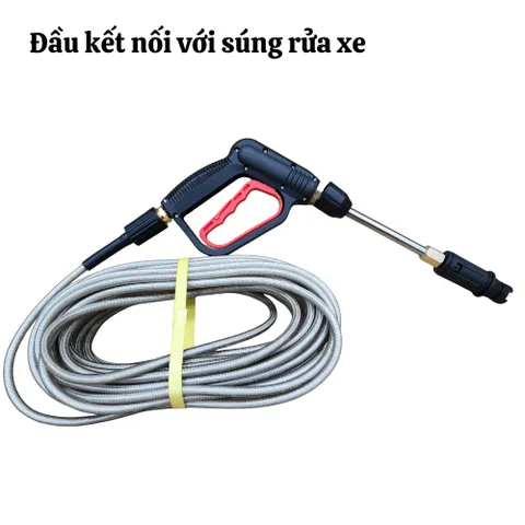 Dây Rửa Xe Áp Suất Cao 2 lớp TOCDO chiều dài  10,15,20mét Dùng Cho Máy Rửa Xe Gia Đình , Tặng ren nối 22mm.