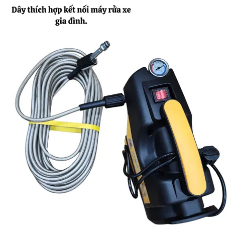 Dây Rửa Xe Áp Suất Cao 2 lớp TOCDO chiều dài  10,15,20mét Dùng Cho Máy Rửa Xe Gia Đình , Tặng ren nối 22mm.
