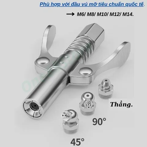 Đầu bơm mỡ bò 2 cánh 6 chấu , đảm bảo không phòi mỡ ở đầu bơm chắc chắn dễ thao tác