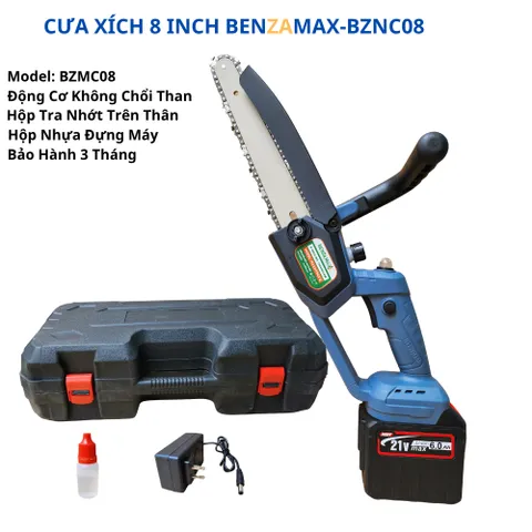 Máy Cưa Xích Pin 8 Inch Benzamax BZMC08, Động Cơ Không Chổi Thân, Sử Dụng Pin Chân Phổ Thông 4Cm M21