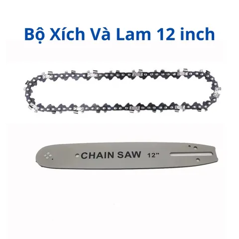 Dây Xích Cưa Và Lam Dẫn Hướng Lắp Cho Máy Cưa Xích 12inch Cưa Điện, Cưa Xăng