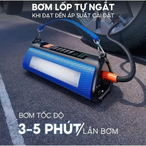 Bơm Lốp Kích Bình ô Tô 4 Trong 1,  Chiếu Sáng Sạc Dự Phòng 12000mAh USB-C 5VDC/2A