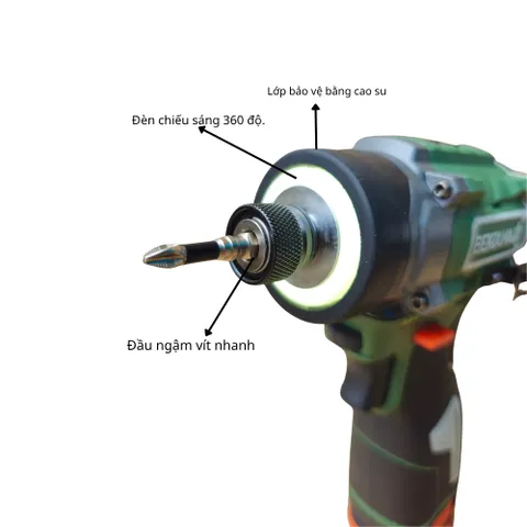 Máy Chuyên Vít Có Búa 1/4 BZM-1618 Brushless 150N.m 3400RPM 3800IPM 2Pin 16.8VDC