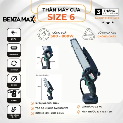 Máy cưa xích 6 Inch BENZAMAXX  Cưa Xích Dùng Cắt Tỉa Cành Cây Sân Vườn
