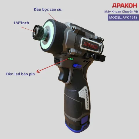 Máy Khoan Chuyên Vít Có Búa APAKOH APK-1618Có Búa Lực Siết 150N.m,Động Cơ Không Chổi Than, Bảo Hành 12 Tháng.