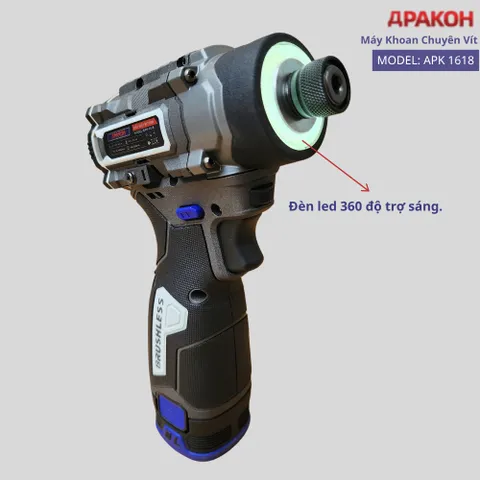Máy Khoan Chuyên Vít Có Búa APAKOH APK-1618Có Búa Lực Siết 150N.m,Động Cơ Không Chổi Than, Bảo Hành 12 Tháng.