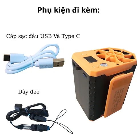 Quạt Điều Hoà Đeo Thắt Lưng YLD-18 Dung Lượng 5.000mAh, 4 Chế Độ gió, Kiêm Sạc Dự Phòng.