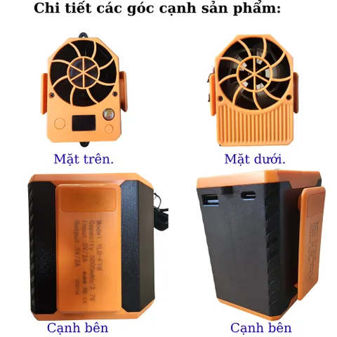 Quạt Điều Hoà Đeo Thắt Lưng YLD-18 Dung Lượng 5.000mAh, 4 Chế Độ gió, Kiêm Sạc Dự Phòng.