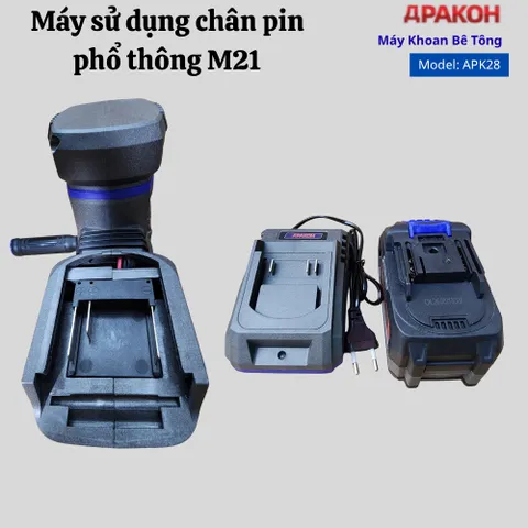 Máy Khoan Đục Bê Tông Dùng Pin APAKOH APK28 ,Đầu 28mm, Tốc Độ 10500rpm/min Động Cơ Không  Chổi Than. Bảo Hành 12 tháng.
