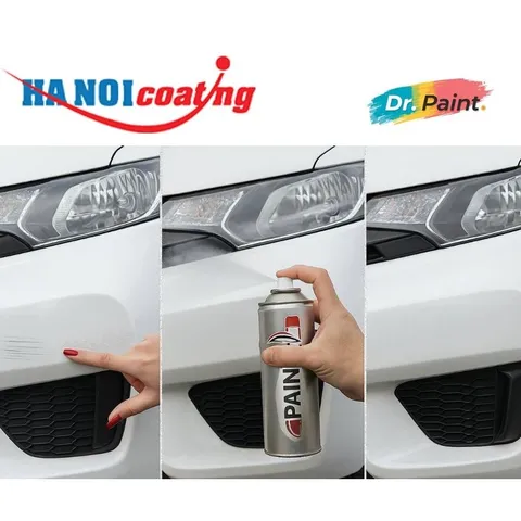 Bình sơn Xịt Xóa Vết Xước xe Ô tô VINFAST LIMO GREEN màu Trắng Sứ mã màu N5P8B - BRAHMINY WHITE chính hãng DR.PAINT