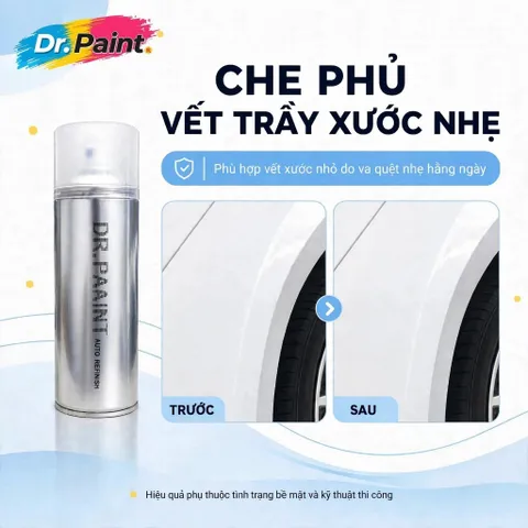 [TẶNG NHÁM] Bình sơn Xịt Xóa Vết Xước xe Ô tô ISUZU MU-X Màu BẠC TITAN code 529 - TITANIUM SILVER chính hãng DR.PAINT