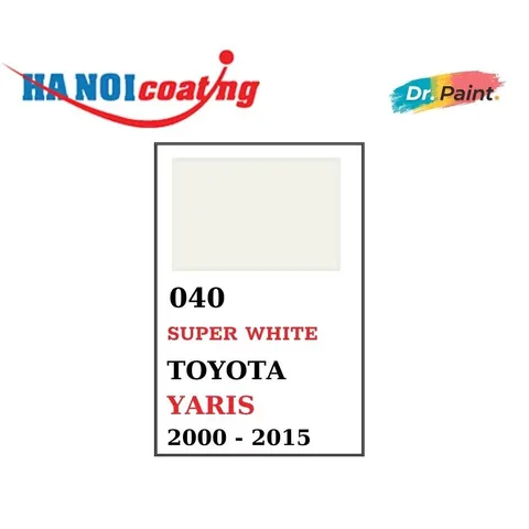 [ TẶNG NHÁM] Bình sơn Xịt Xóa Vết Xước xe Ô tô TOYOTA YARIS Màu TRẮNG SỨ code 040 - SUPER WHITE chính hãng DR.PAINT