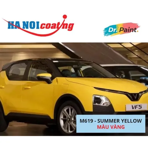 [Tặng Nhám] Bình sơn Xịt Xóa Vết Xước Xe Ô tô VINFAST VF5 PLUS màu VÀNG mã màu M619 - SUMMER YELLOW chính hãng DR.PAINT