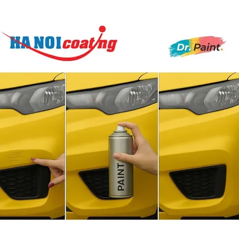 [Tặng Nhám] Bình sơn Xịt Xóa Vết Xước Xe Ô tô VINFAST VF5 PLUS màu VÀNG mã màu M619 - SUMMER YELLOW chính hãng DR.PAINT