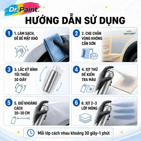[Tặng Nhám] Bình sơn Xịt Xóa Vết Xước Xe Ô tô VINFAST VF5 PLUS màu VÀNG mã màu M619 - SUMMER YELLOW chính hãng DR.PAINT