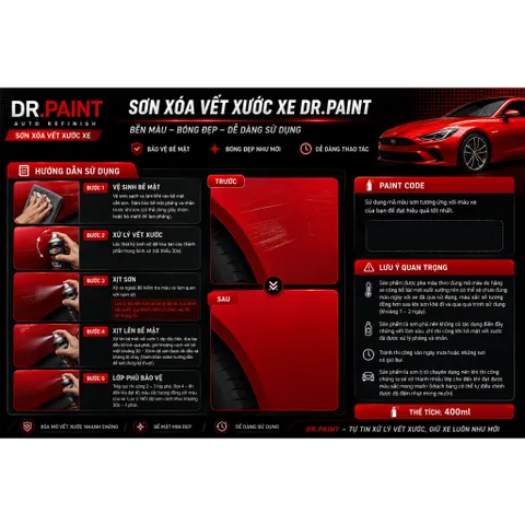 Bình sơn Xịt Xóa Vết Xước Xe Ô tô CHEVROLET AVEO Màu TRẮNG SỨ Code 50U - OLYMPIC WHITE chính hãng DR.PAINT