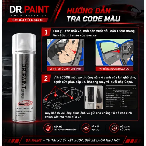 Bình sơn Xịt Xóa Vết Xước xe Ô tô VINFAST FADIL màu ĐỎ CAM ÁNH KIM mã màu N5R4B - ACTION ORANGE chính hãng DR.PAINT